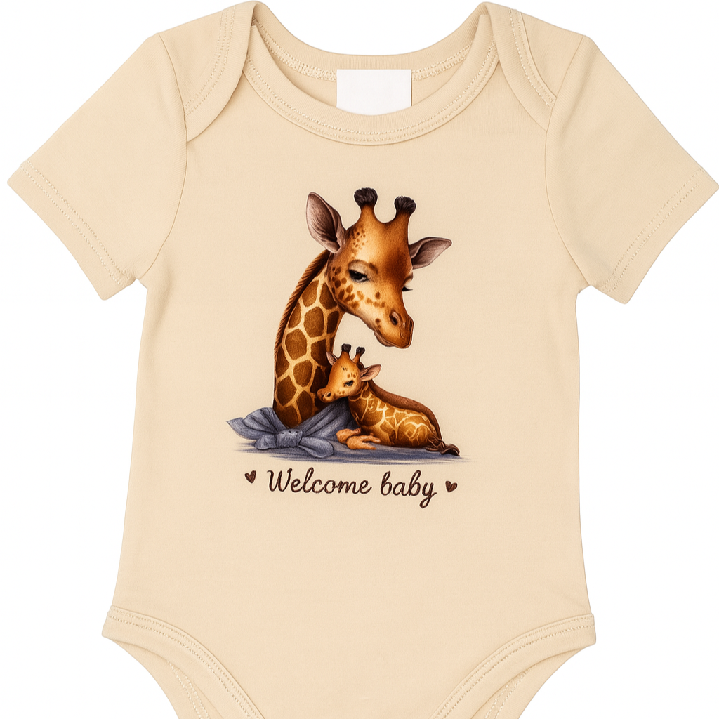 Welcome Baby - Giraffe Baby Grow