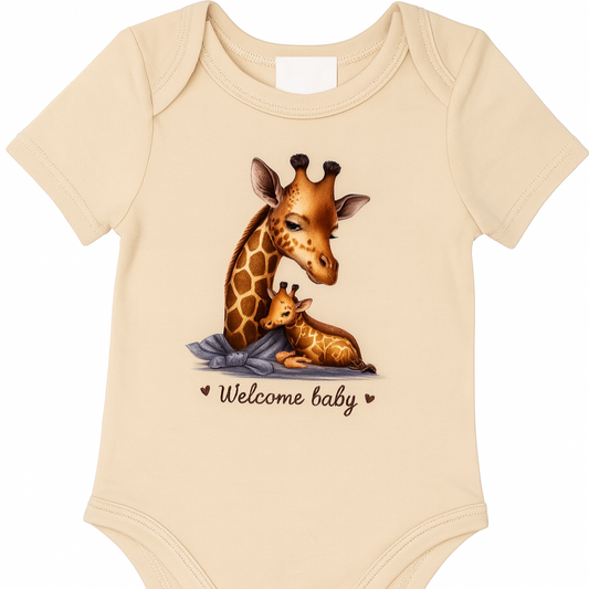 Welcome Baby - Giraffe Baby Grow