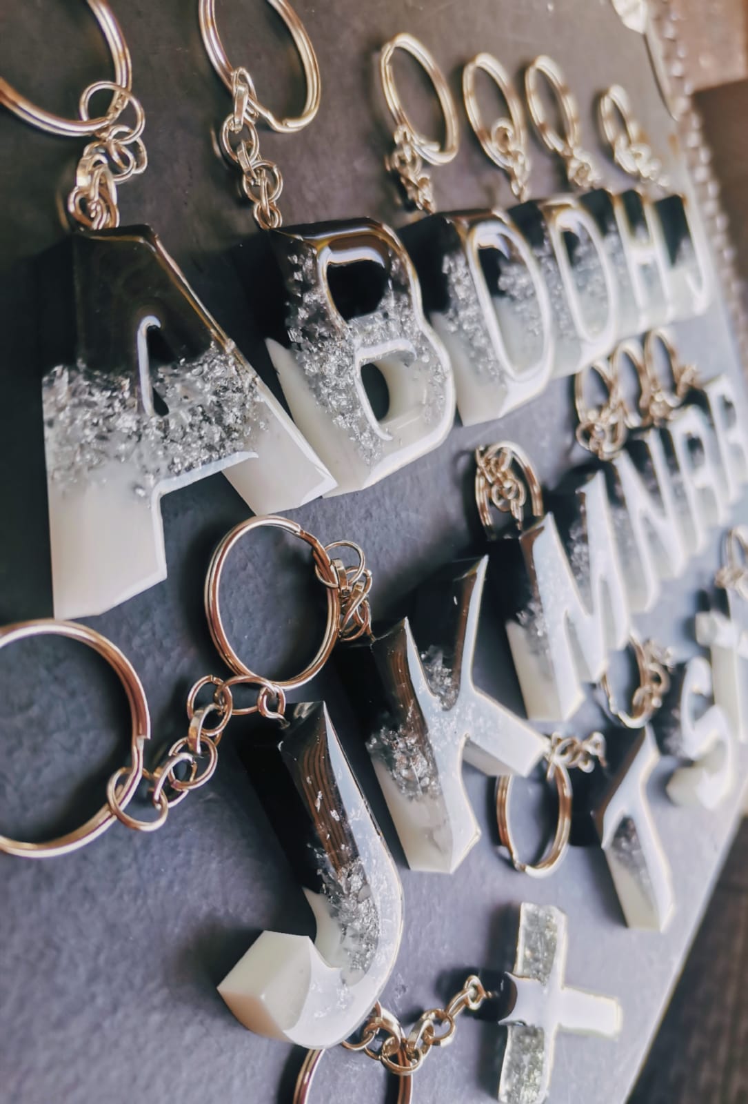 Epoxy Resin Letter Keyrings